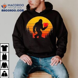 Bigfoot Heart Valentines Retro Shirt