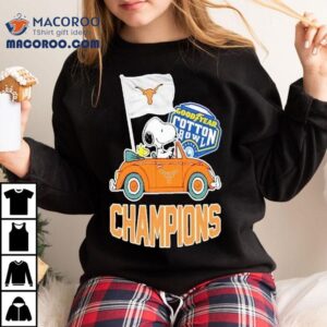 Snoopy And Woodstock Driving Car Texas Longhorns Goodyear Cotton Bowl Classic Champions College Football Playoff Ncaa Season Tshirt