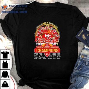 3 Times In A Row American Football Conference Champions Kansas City Chiefs Shirt