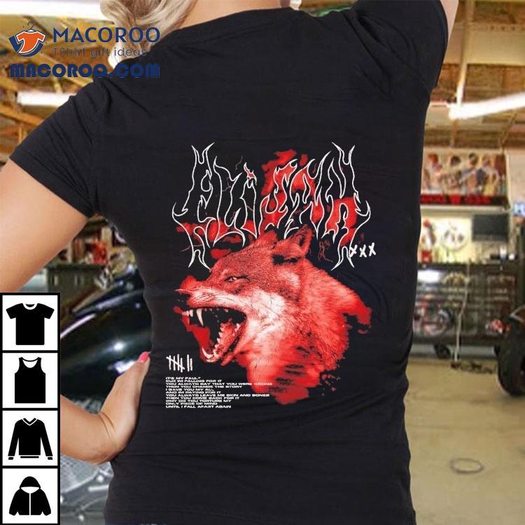 Elijah Phoebe wolf design t-shirt Elijah Phoebe wolf design t-shirt