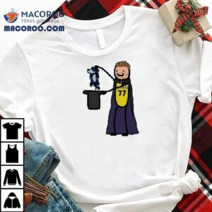 Luka Doncic playfully interacts with Timberwolves mascot in fun chibi tshirt