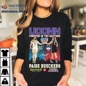 Paige Bueckers Uconn Tribute Skyline Design Wings Dallas Memorial Tshirt