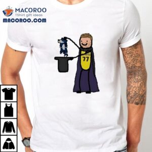 Luka Doncic playfully interacts with Timberwolves mascot in fun chibi tshirt