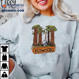 Snoopy and Woodstock explore the majestic redwoods t-shirt