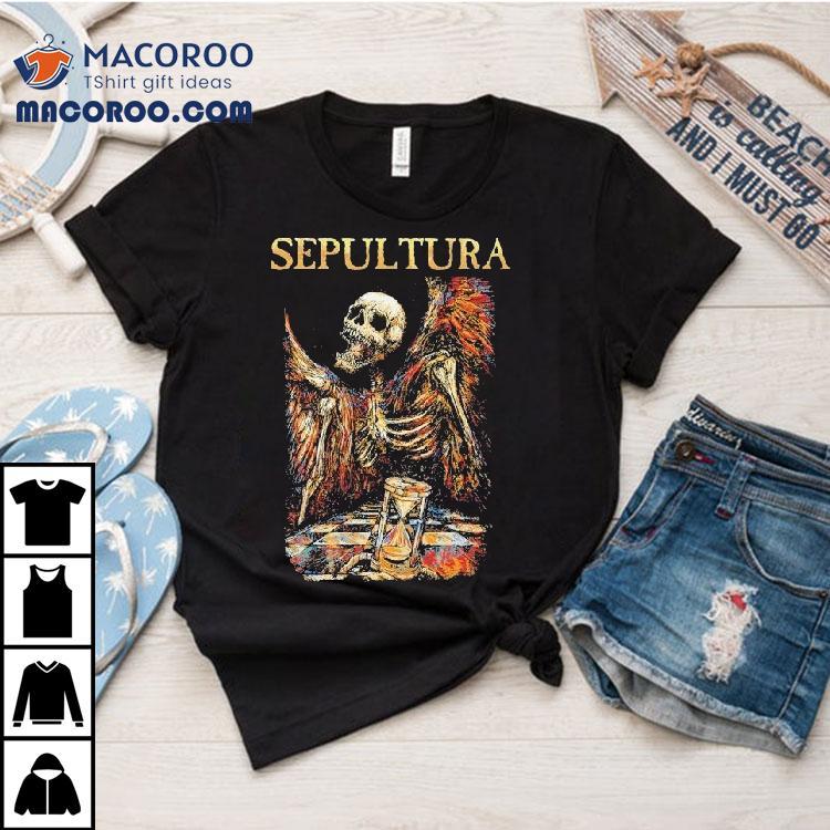 Unique hourglass skeleton design on this cool tshirt Unique hourglass skeleton design on this cool tshirt