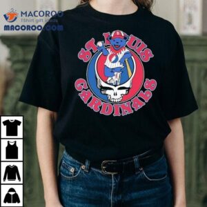 Grateful Dead inspired bear skull design St Louis Cardinals t-shirt 3 Grateful Dead Inspired Bear Skull Design St Louis Cardinals Tshirt