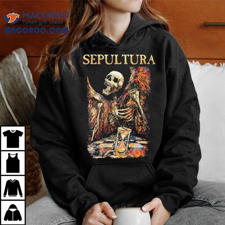 Unique hourglass skeleton design on this cool tshirt Unique hourglass skeleton design on this cool tshirt