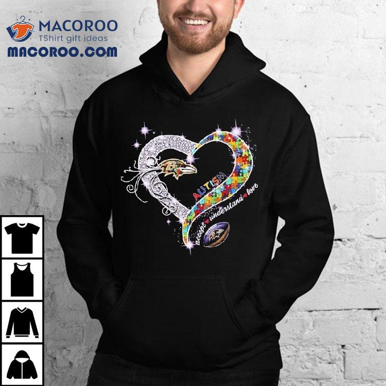Baltimore Ravens Show Support with Heart Diamond Autism Awareness T-shirt Baltimore Ravens Show Support with Heart Diamond Autism Awareness T-shirt