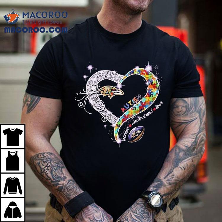 Baltimore Ravens Show Support with Heart Diamond Autism Awareness T-shirt Baltimore Ravens Show Support with Heart Diamond Autism Awareness T-shirt