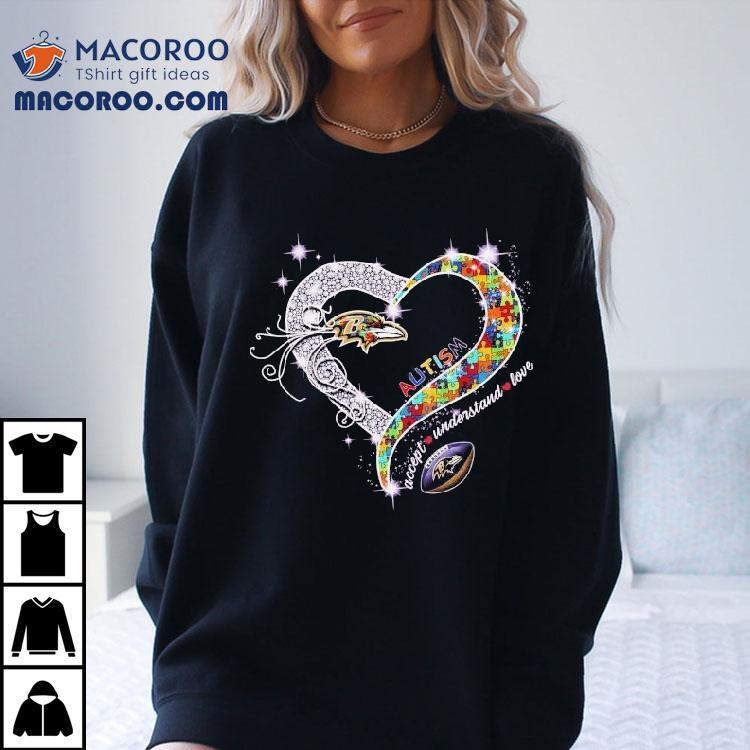 Baltimore Ravens Show Support with Heart Diamond Autism Awareness T-shirt Baltimore Ravens Show Support with Heart Diamond Autism Awareness T-shirt