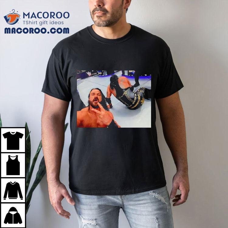 Drew Mcintyre rocks Damian Priest design on cool t-shirt Drew Mcintyre rocks Damian Priest design on cool t-shirt