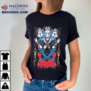 Edgy Fox Mask Design With Devil Horns For Metal Fans Tshirt