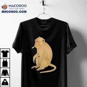 Playful primate puffing on a cigarette graphic tshirt 2 Playful Primate Puffing On A Cigarette Graphic T Tshirt