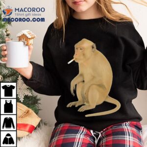 Playful primate puffing on a cigarette graphic tshirt 2 Playful Primate Puffing On A Cigarette Graphic T Tshirt