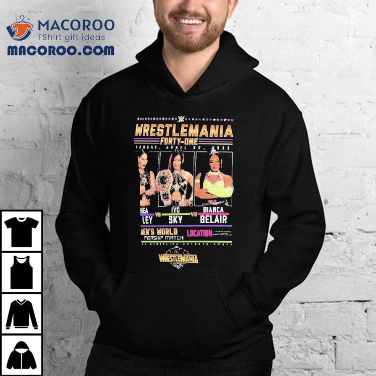Epic Triple Threat Showdown Iyo Sky Bianca Belair and Rhea Ripley Face Off at Wrestlemania 41 T-shirt Epic Triple Threat Showdown Iyo Sky Bianca Belair and Rhea Ripley Face Off at Wrestlemania 41 T-shirt