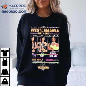 Epic Triple Threat Showdown Iyo Sky Bianca Belair and Rhea Ripley Face Off at Wrestlemania 41 T-shirt 2 Wrestlemania Iyo Sky Vs Bianca Belair Vs Rhea Ripley Triple Threat Match Tshirt