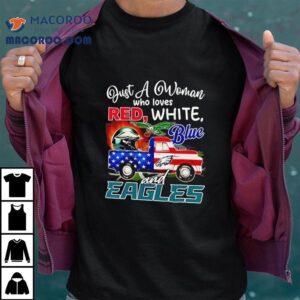 A patriotic lady showing her love for eagles with colors of freedom t-shirt