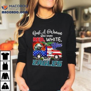 A patriotic lady showing her love for eagles with colors of freedom t-shirt