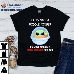 Baby Yoda crafting a magical hand unicorn just for you t-shirt
