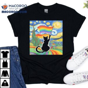 Gay Pride Cat Art Cat Starry Night Style Lgbtq Pride Shirt