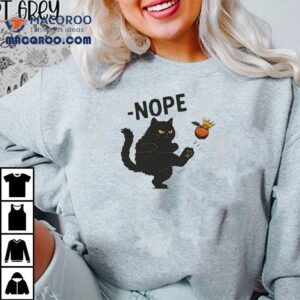 Nope Black Cat Kicking Orange Traitor Trump Shirt