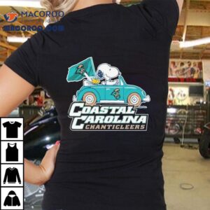 Snoopy And Woodstock The Peanuts Driving Car Coastal Carolina Chanticleers Tshirt