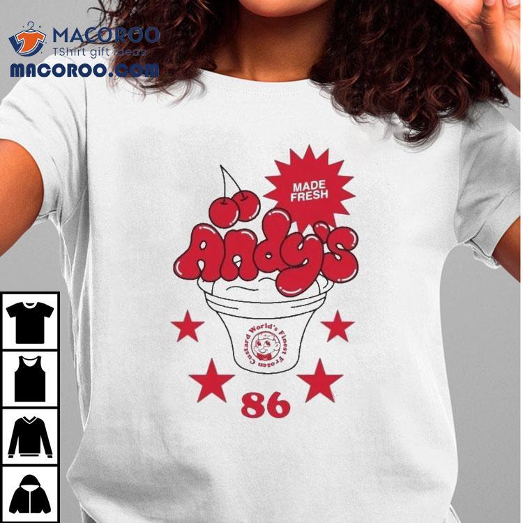 Andy’s Frozen Made Fresh Faded Bone Cherry Since ’86 Shirt Andy’s Frozen Made Fresh Faded Bone Cherry Since ’86 Shirt