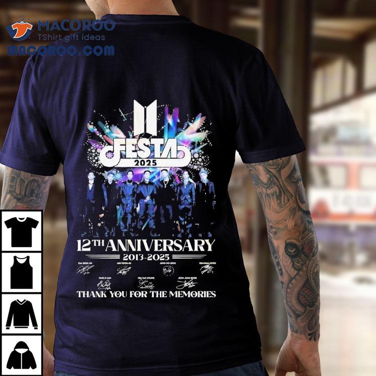 Bts Festa 2025 12th Anniversary 2013-2025 Signature Thank You For The Memories Signatures Shirt Bts Festa 2025 12th Anniversary 2013-2025 Signature Thank You For The Memories Signatures Shirt
