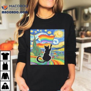 Gay Pride Cat Art Cat Starry Night Style Lgbtq Pride Shirt