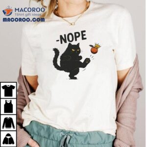 Nope Black Cat Kicking Orange Traitor Trump Shirt