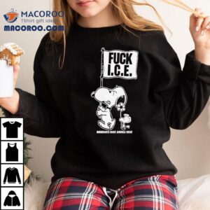 Snoopy And Woodstock Fck Ice Immigrants Make America Great Shirt