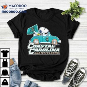 Snoopy And Woodstock The Peanuts Driving Car Coastal Carolina Chanticleers Tshirt