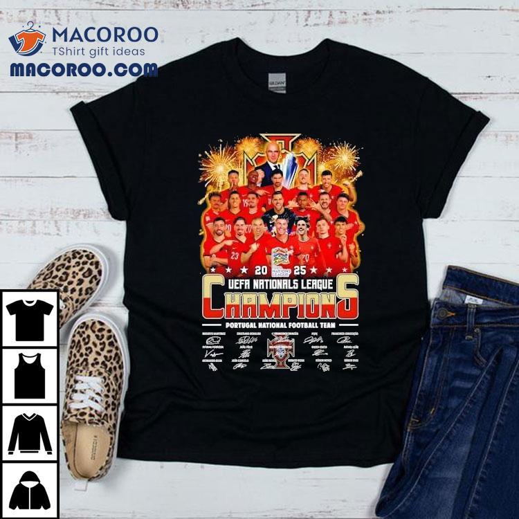 Uefa Nation League 2025 Champions Portugal National Football Team Signatures Shirt Uefa Nation League 2025 Champions Portugal National Football Team Signatures Shirt