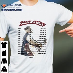 Zach Bryan World Summer Tour 2025 Dates Guitar Shirt