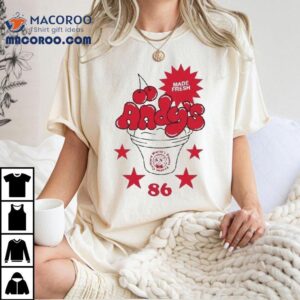 Andy's Frozen Made Fresh Faded Bone Cherry Since '86 Shirt 2 Andy S Frozen Made Fresh Faded Bone Cherry Since Tshirt