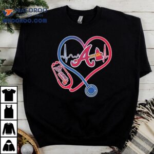 Atlanta Braves Caring Hearts Nurse Stethoscope Tshirt