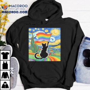 Gay Pride Cat Art Cat Starry Night Style Lgbtq Pride Tshirt