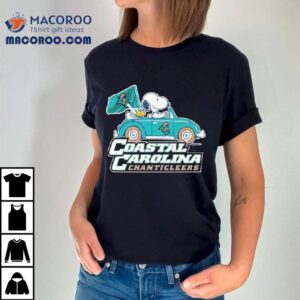 Snoopy And Woodstock The Peanuts Driving Car Coastal Carolina Chanticleers Tshirt