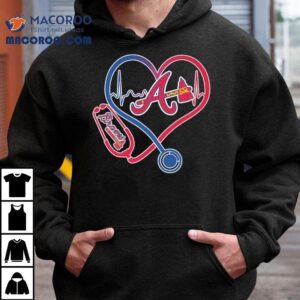 Atlanta Braves Caring Hearts Nurse Stethoscope Tshirt