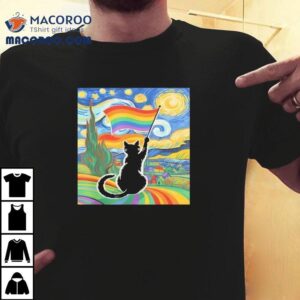 Gay Pride Cat Art Cat Starry Night Style Lgbtq Pride Tshirt