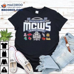 Ncaa Men's College World Series Mcws The Greatest Show On Dirt 2025 8 Teams Logo Shirt 3 Ncaa Men S College World Series Mcws The Greatest Show On Dirt Teams Logo Tshirt