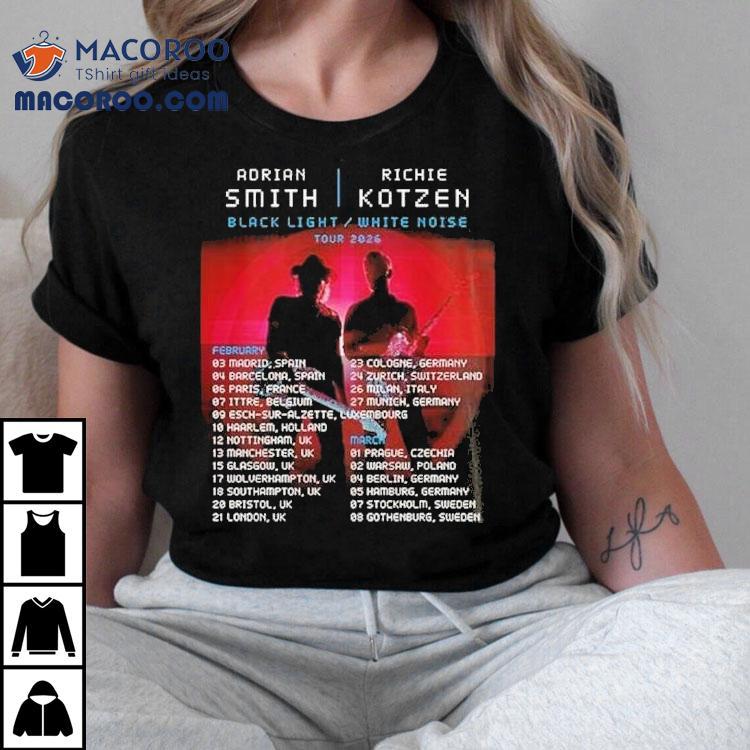 Smith Kotzen Tour 2026 Black Light White Noise Featuring Europe Dates And Red Neon Rock Duo Shirt Smith Kotzen Tour 2026 Black Light White Noise Featuring Europe Dates And Red Neon Rock Duo Shirt