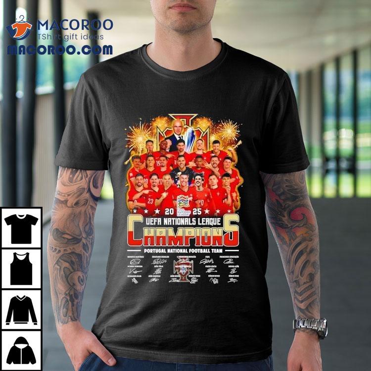Uefa Nation League 2025 Champions Portugal National Football Team Signatures Shirt Uefa Nation League 2025 Champions Portugal National Football Team Signatures Shirt