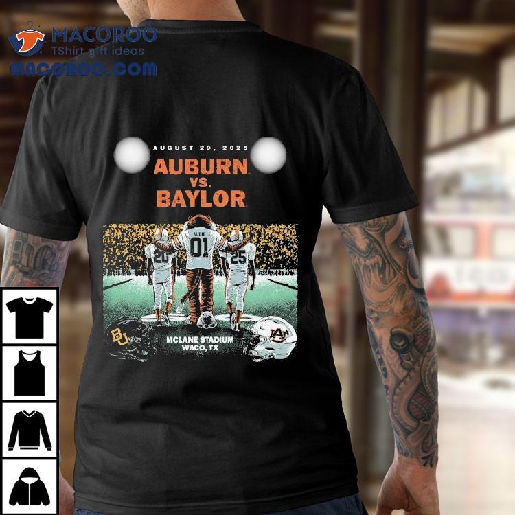 Auburn Tigers Vs. Baylor Bears Mclane Stadium Waco Tx Friday Night Under The Lights August 2025 Mascot Helmets Shirt Auburn Tigers Vs. Baylor Bears Mclane Stadium Waco Tx Friday Night Under The Lights August 2025 Mascot Helmets Shirt