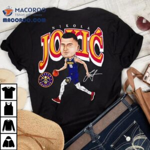 Nikola Jokic Denver Nuggets Basketball Cartoon Signature Tshirt