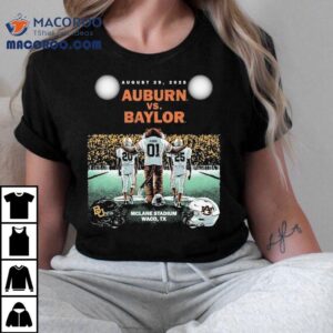 Auburn Tigers Vs. Baylor Bears Mclane Stadium Waco Tx Friday Night Under The Lights August 2025 Mascot Helmets Shirt 2 Auburn Tigers Vs Baylor Bears Mclane Stadium Waco Tx Friday Night Under The Lights August Mascot Helmets Tshirt