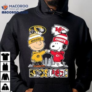 Charlie Brown And Snoopy X Missouri Tigers And Kansas City Chiefs Tshirt
