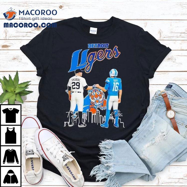 City Skyline Goff Detroit Lions X Skubal Detroit Tigers Legends Signatures Tshirt