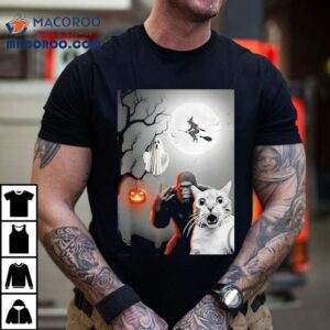 Funny Halloween Spooky Cat Ghost Bigfoot Costume Tshirt