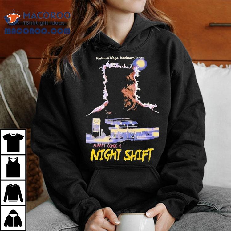 Minimum Wage Maximum Terror Puppet Combo S Night Shift Horror Halloween Tshirt